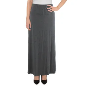 24seven Comfort Apparel Womens Plus Heathered Long Maxi Skirt