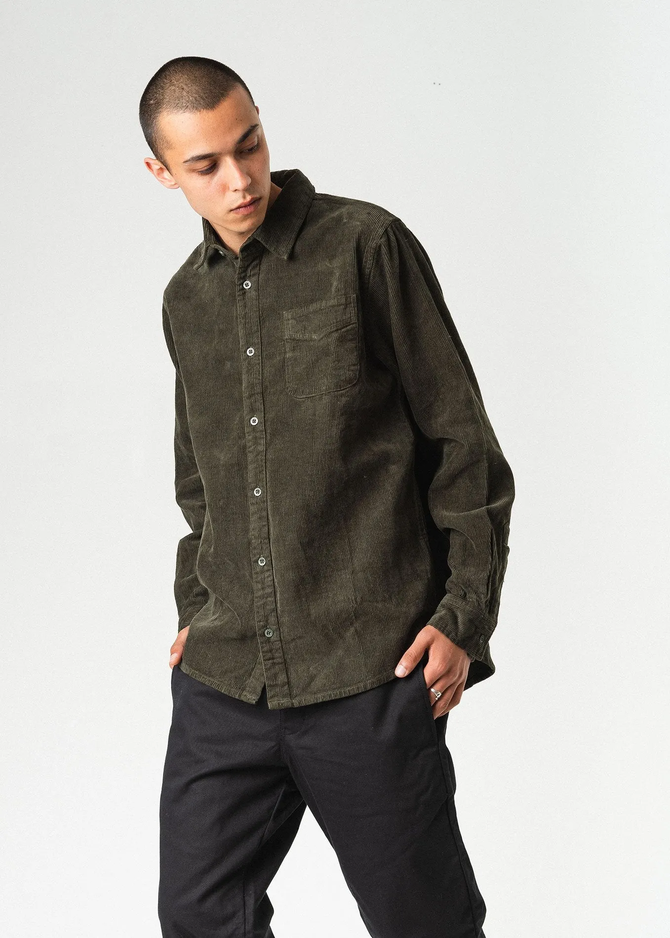 Afends Mens Faint - Hemp Corduroy Long Sleeve Shirt