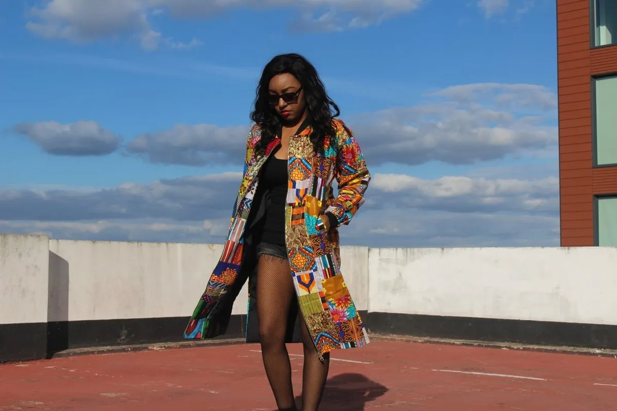 African Print Trench Coat in Patchwork