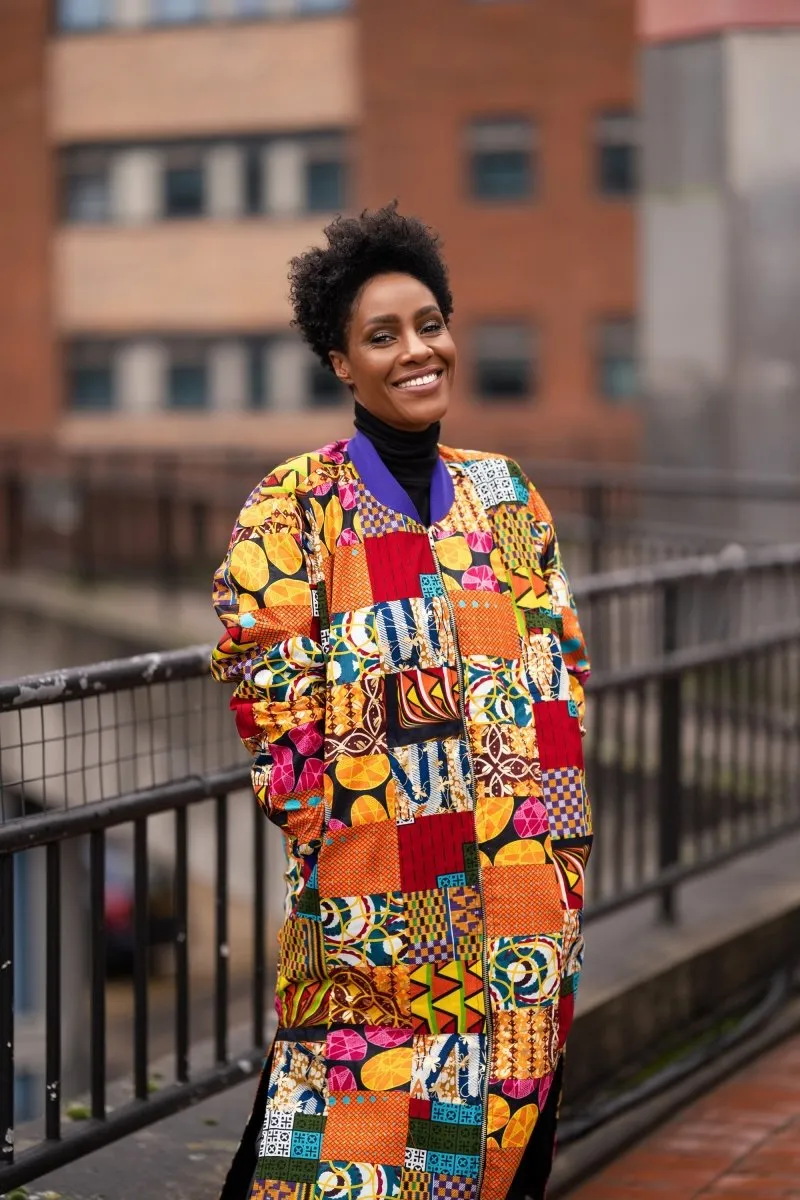 African Print Trench Coat in Patchwork