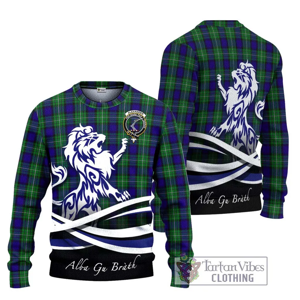 Alexander Tartan Ugly Sweater with Alba Gu Brath Regal Lion Emblem