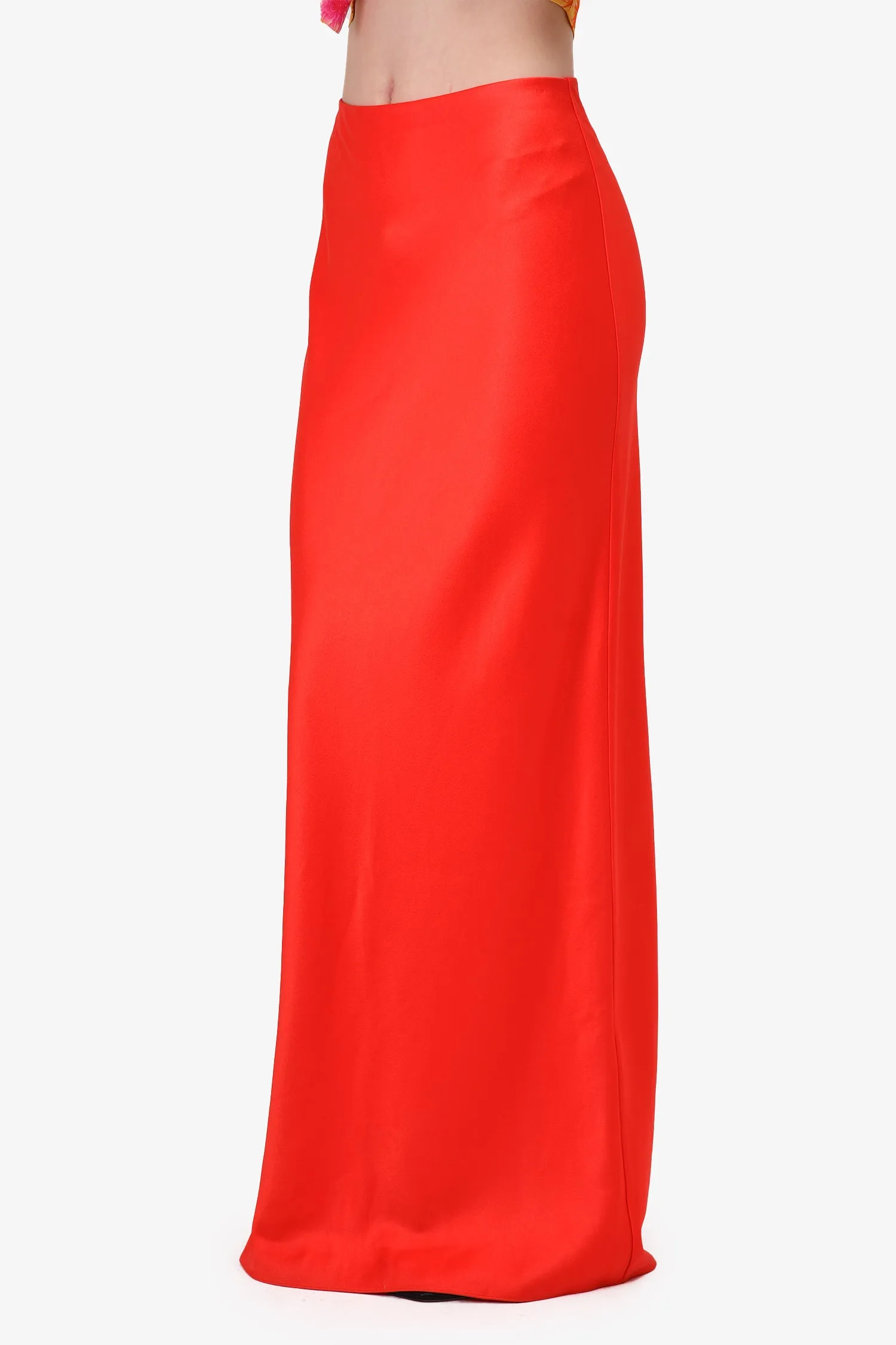 Alice   Olivia Red Satin Maxi Skirt Size 8