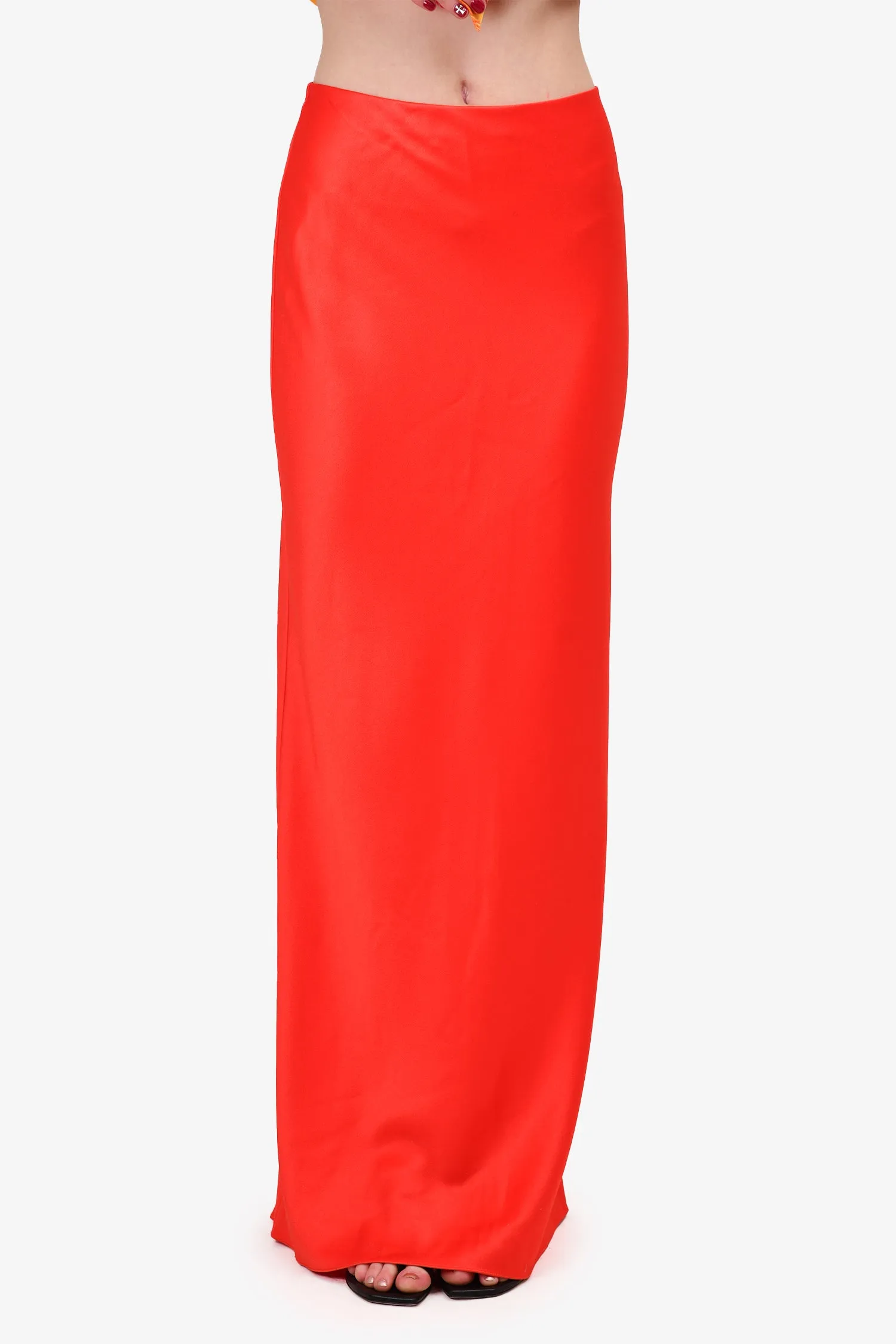 Alice   Olivia Red Satin Maxi Skirt Size 8