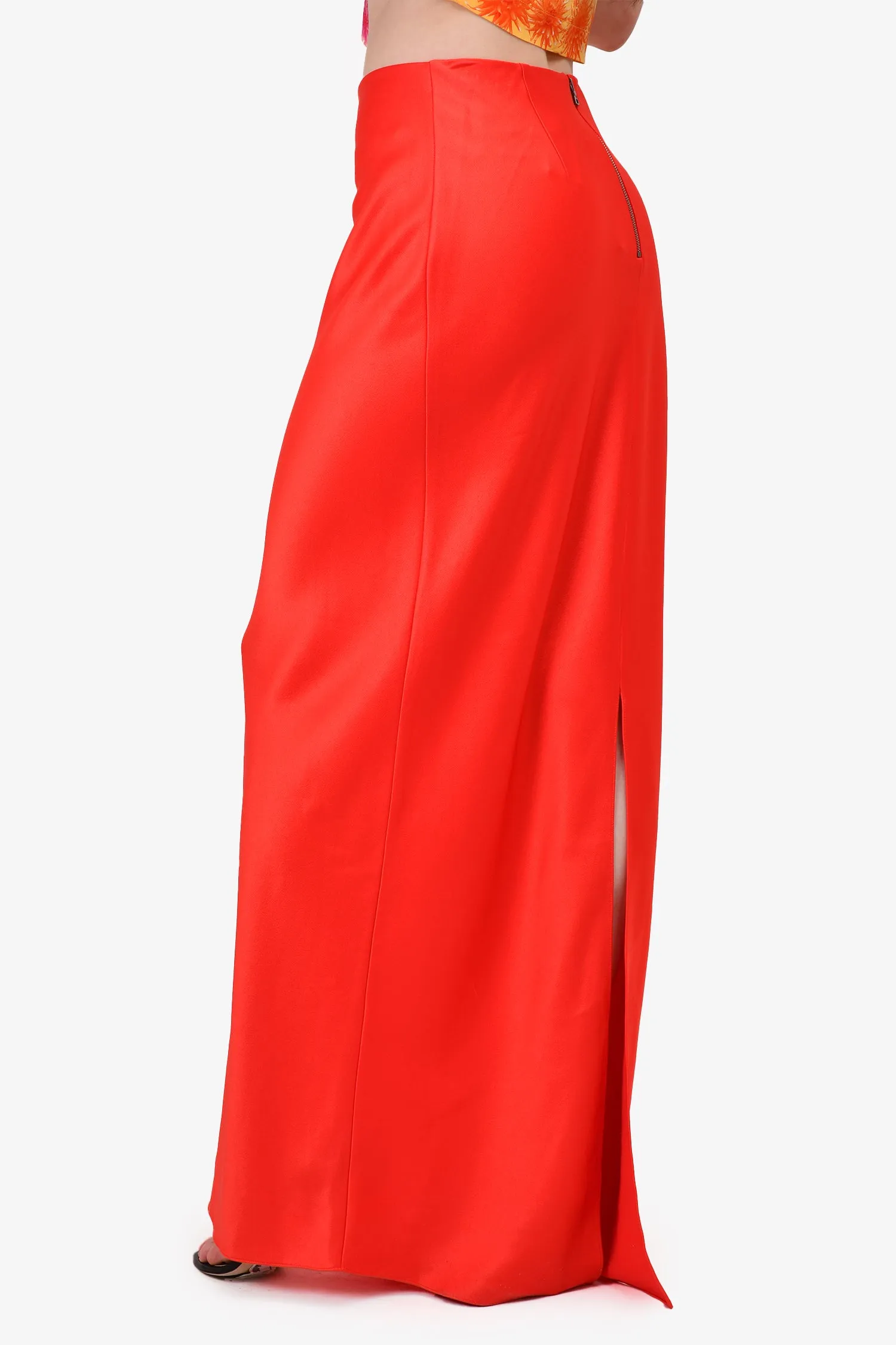 Alice   Olivia Red Satin Maxi Skirt Size 8