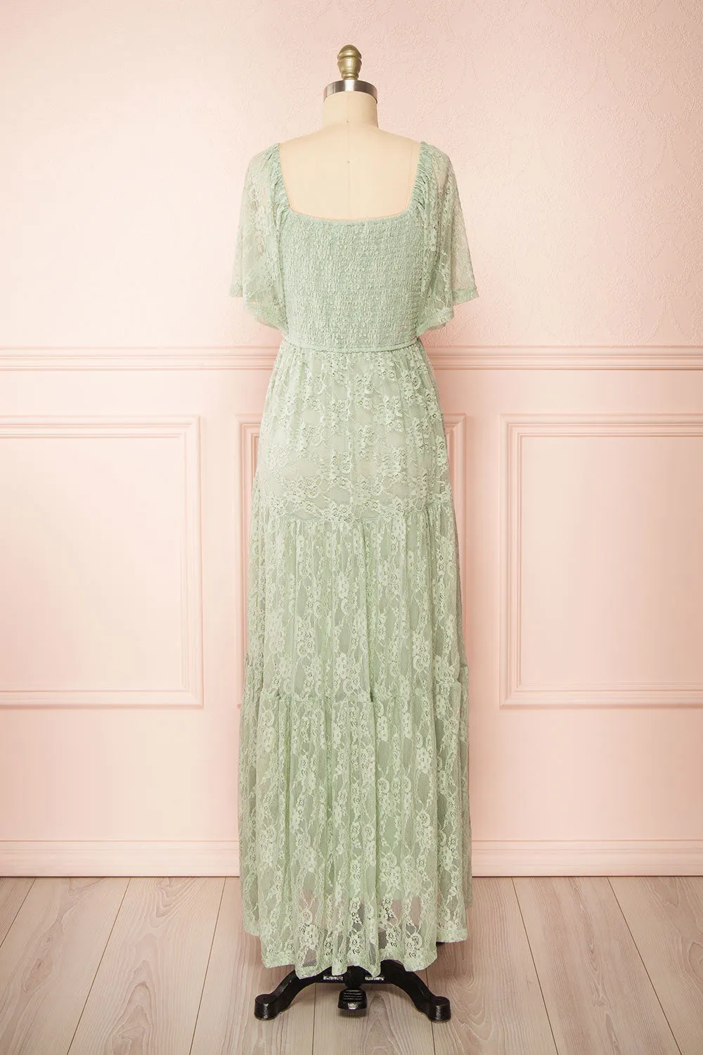 Amarys Sage | Tiered Lace Maxi Dress