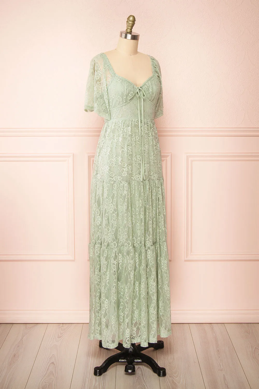 Amarys Sage | Tiered Lace Maxi Dress