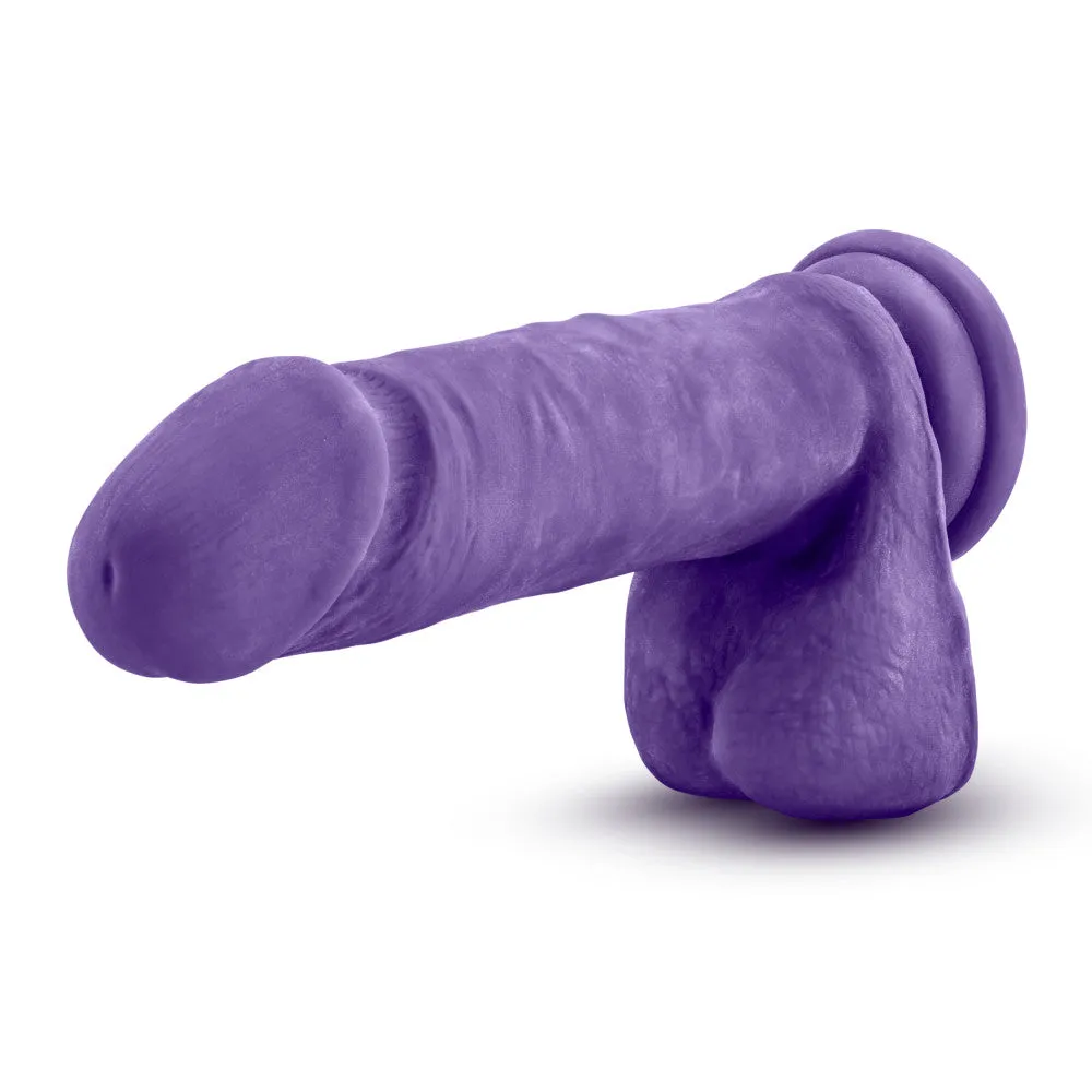 Au Naturel Bold By Blush® | Hero Realistic Purple 8-Inch Long Dildo With Balls & Suction Cup Base