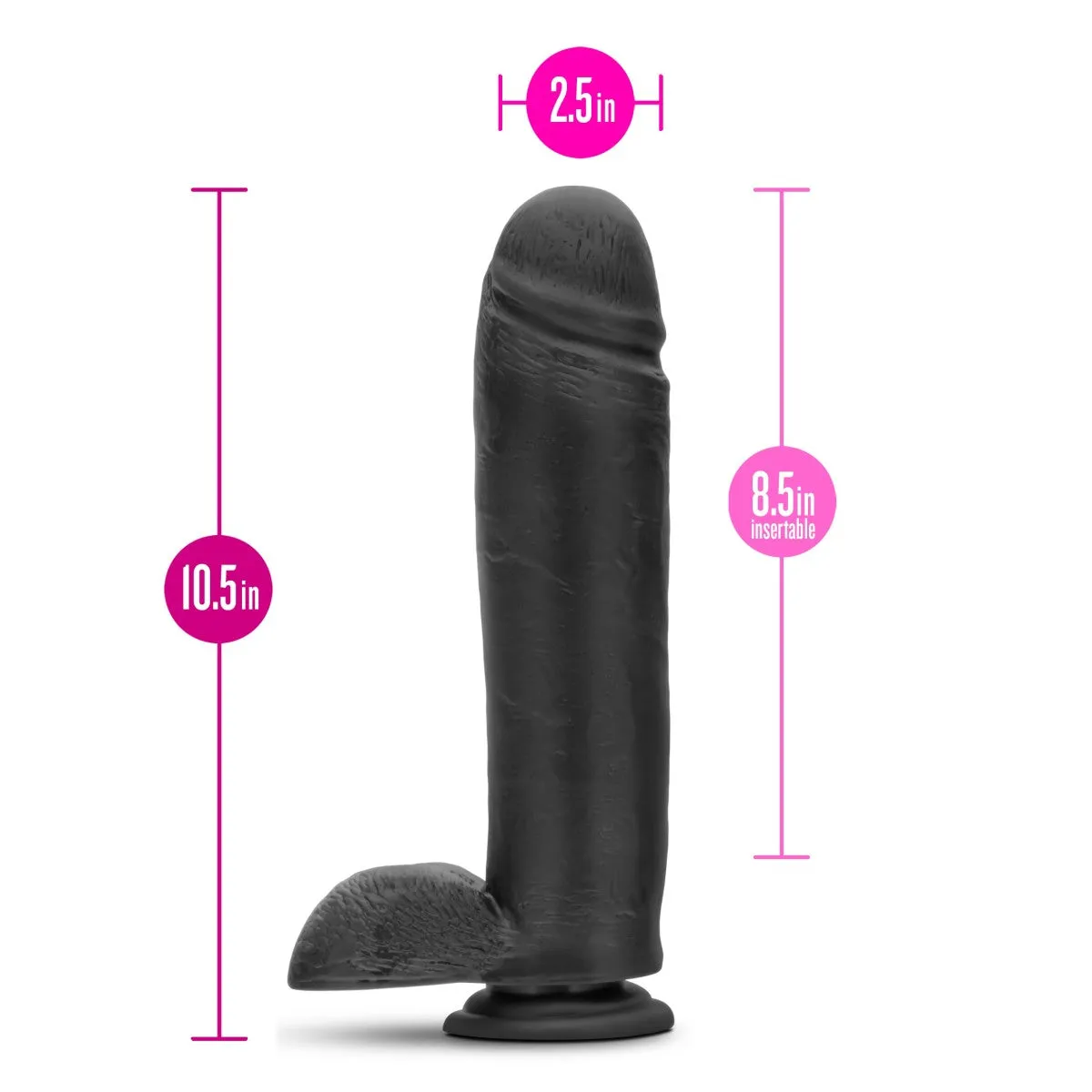 Au Naturel Bold By Blush® | Huge Realistic Black 10.5-Inch Long Dildo With Balls & Suction Cup Base