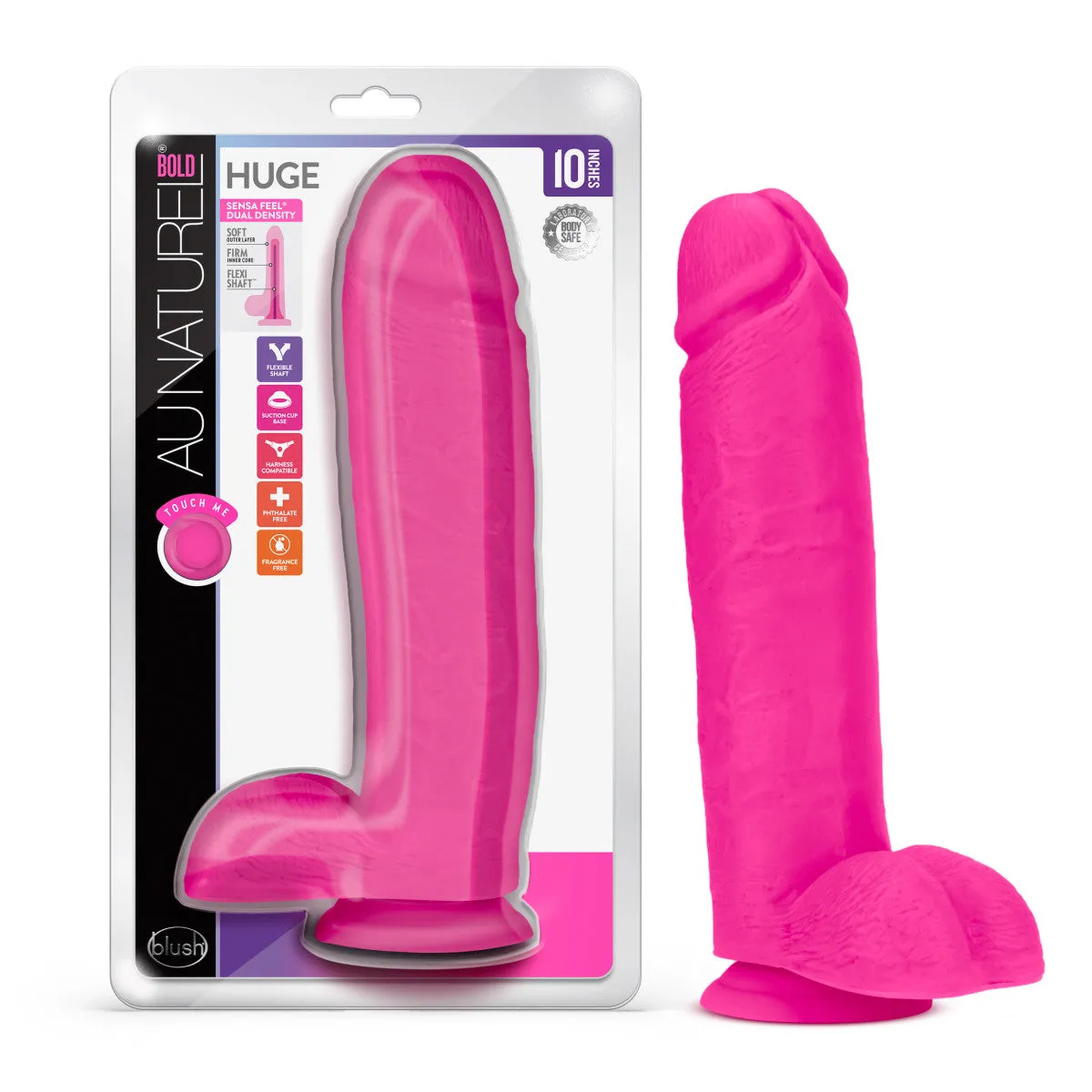 Au Naturel Bold By Blush® | Huge Realistic Pink 10.5-Inch Long Dildo With Balls & Suction Cup Base