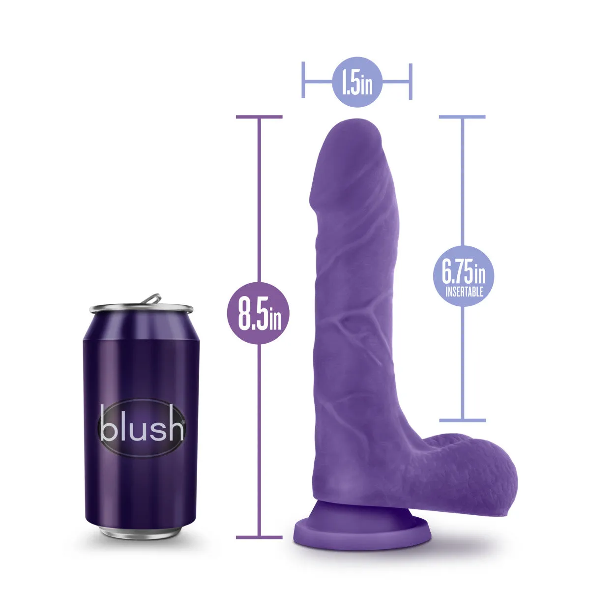 Au Naturel Bold By Blush® | Thrill Realistic Purple 8.5-Inch Long Dildo With Balls & Suction Cup Base