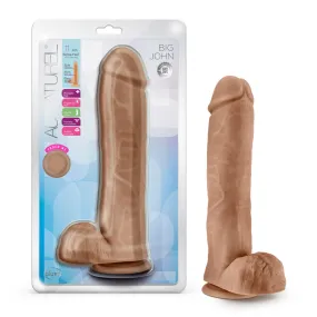 Au Naturel By Blush® | Big John Realistic Mocha 11.5-Inch Long Dildo With Balls & Suction Cup Base