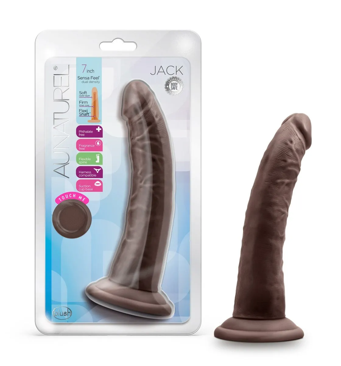 Au Naturel By Blush® | Jack Realistic Chocolate 7.5-Inch Long Dildo With Suction Cup Base