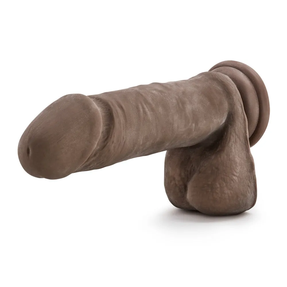 Au Naturel By Blush® | Realistic Chocolate 9-Inch Long Dildo With Balls & Suction Cup Base