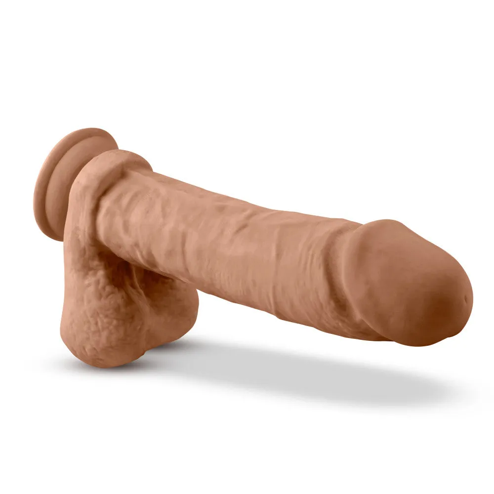 Au Naturel By Blush® | Realistic Mocha 9-Inch Long Dildo With Balls & Suction Cup Base