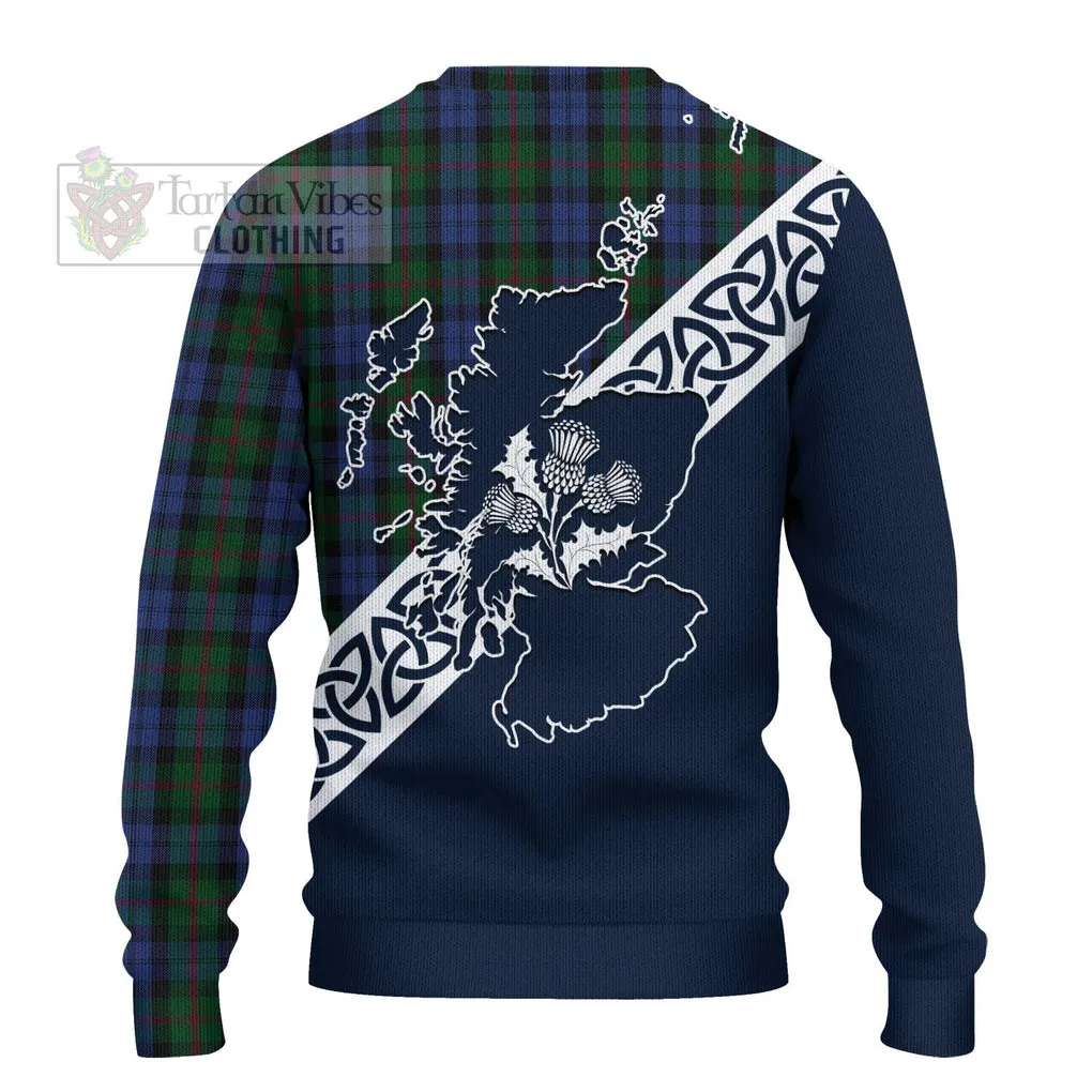 Baird Tartan Ugly Sweater Featuring Thistle and Scotland Map