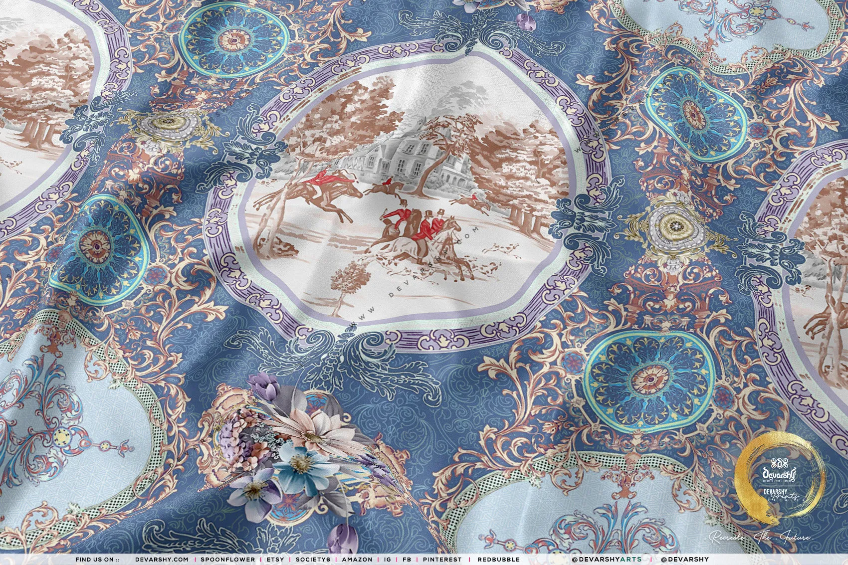 Baroque Vintage Apparel Fabric, 9 Designs | 8 Fabric Options | Floral Fabric By the Yard | 074