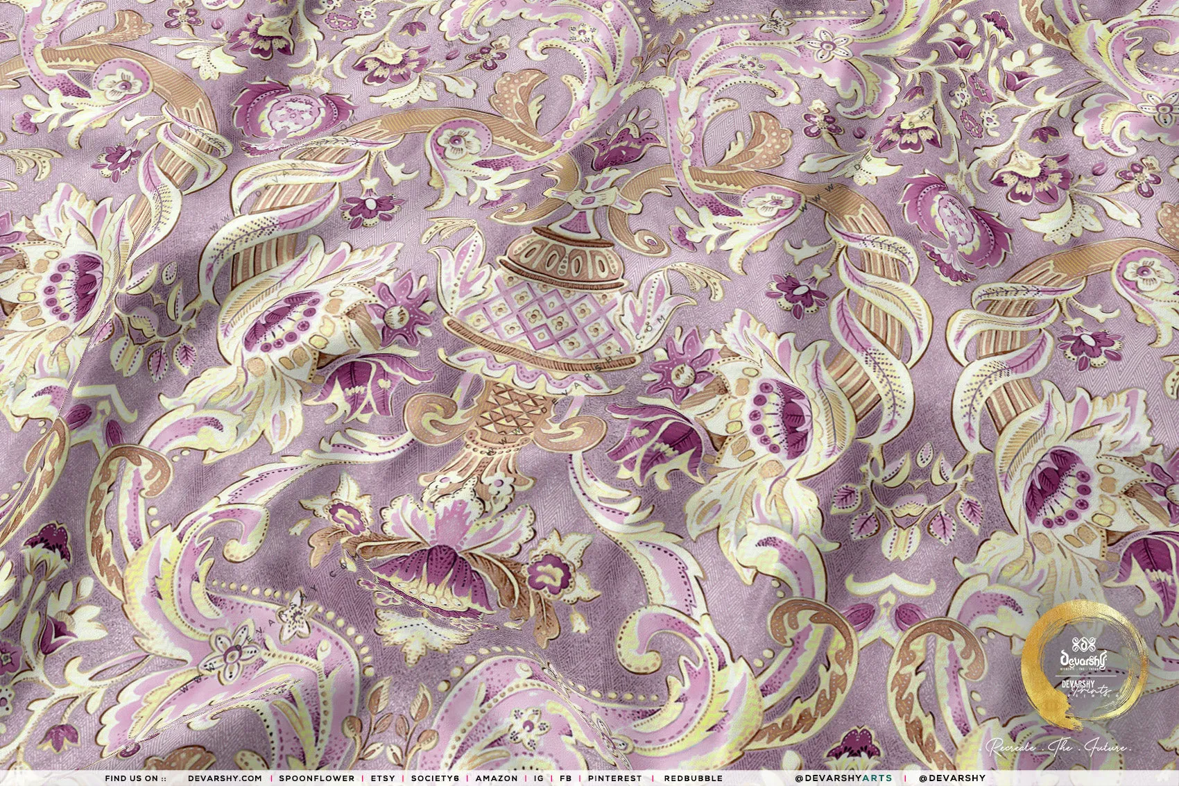 Baroque Vintage Apparel Fabric, 9 Designs | 8 Fabric Options | Floral Fabric By the Yard | 074