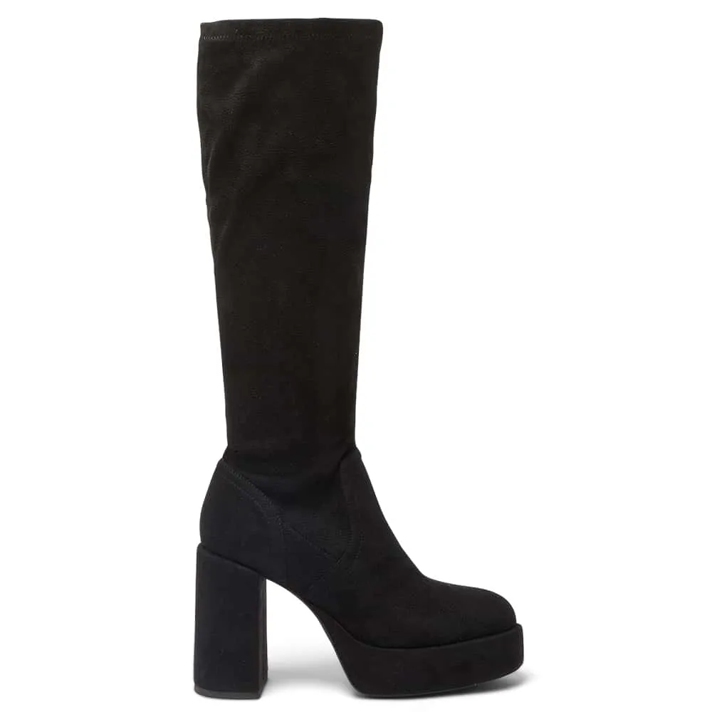 Benedict Boot in Black Stretch Suede