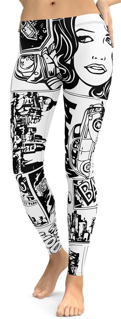 Black & White Comic Book Leggings