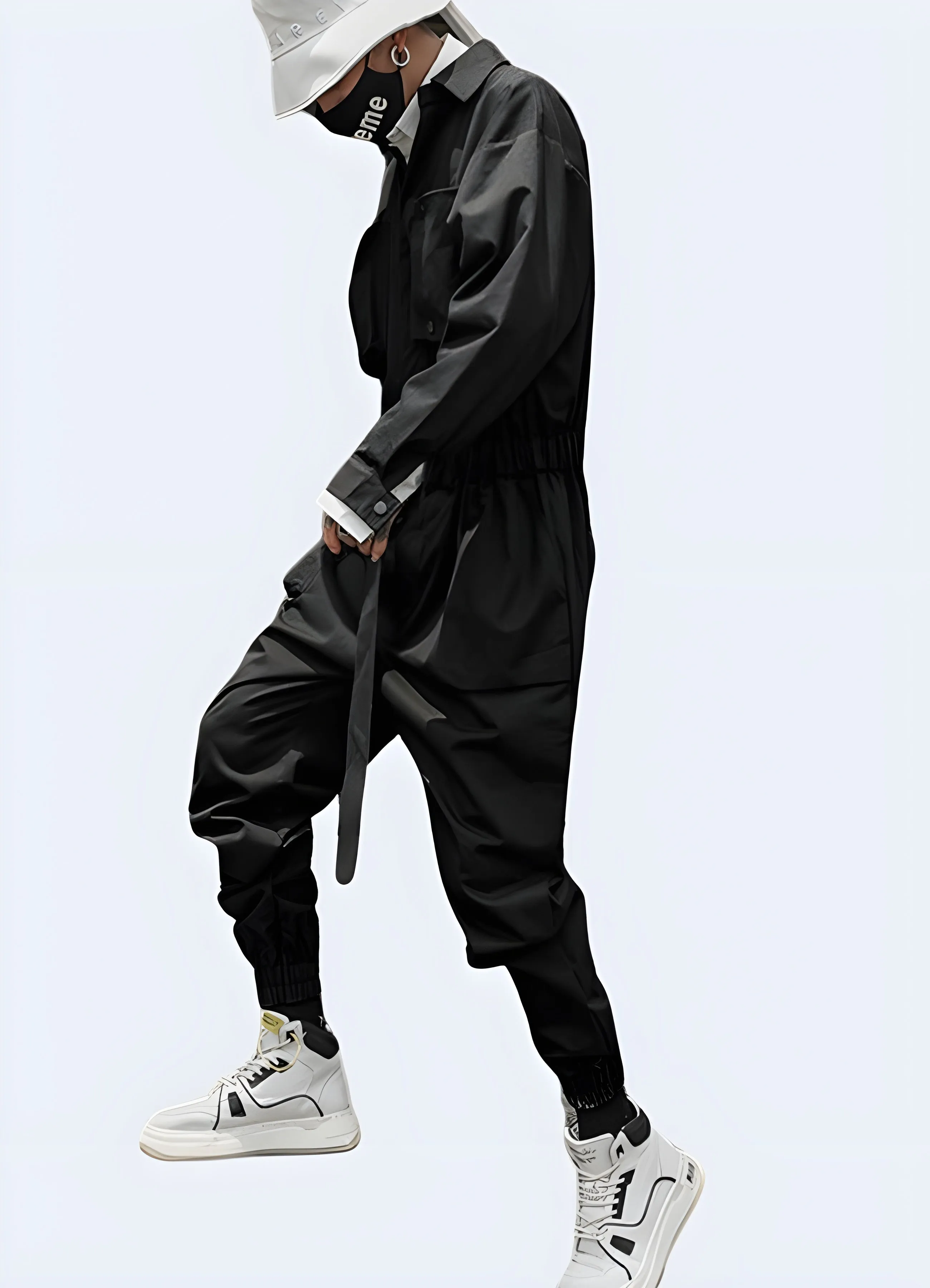 Black Cargo Overalls