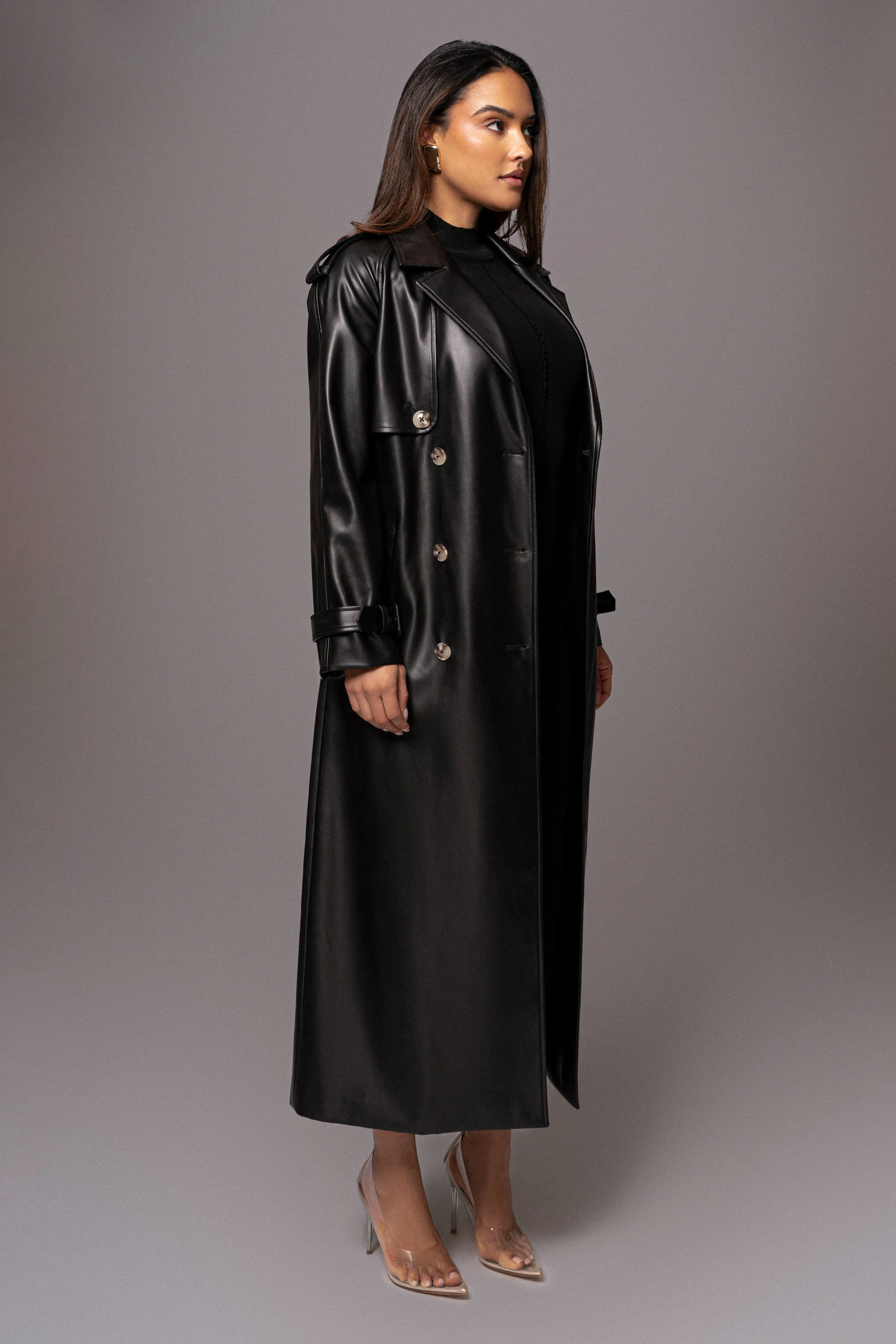 Black Odin Faux Leather Coat