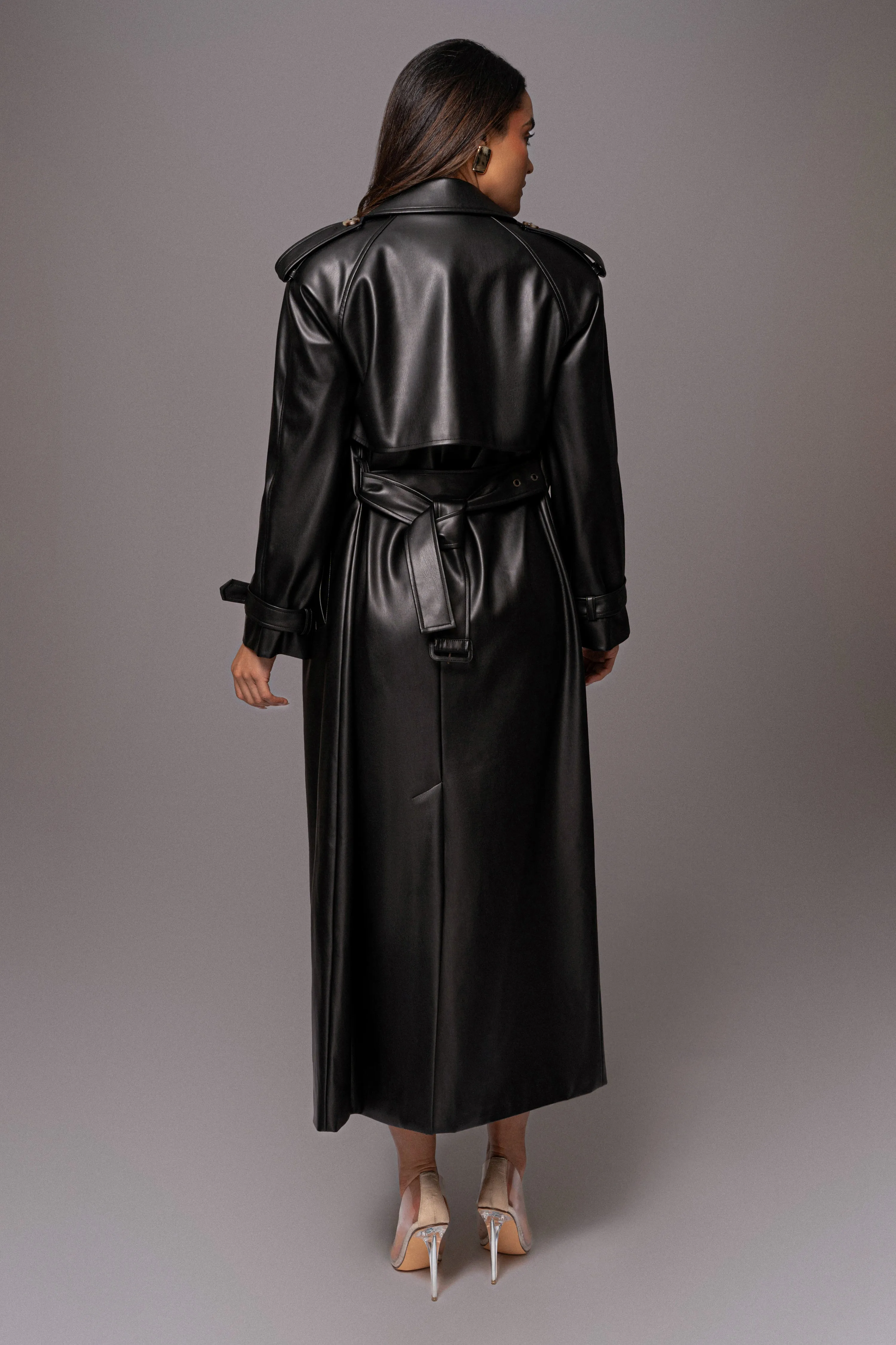 Black Odin Faux Leather Coat