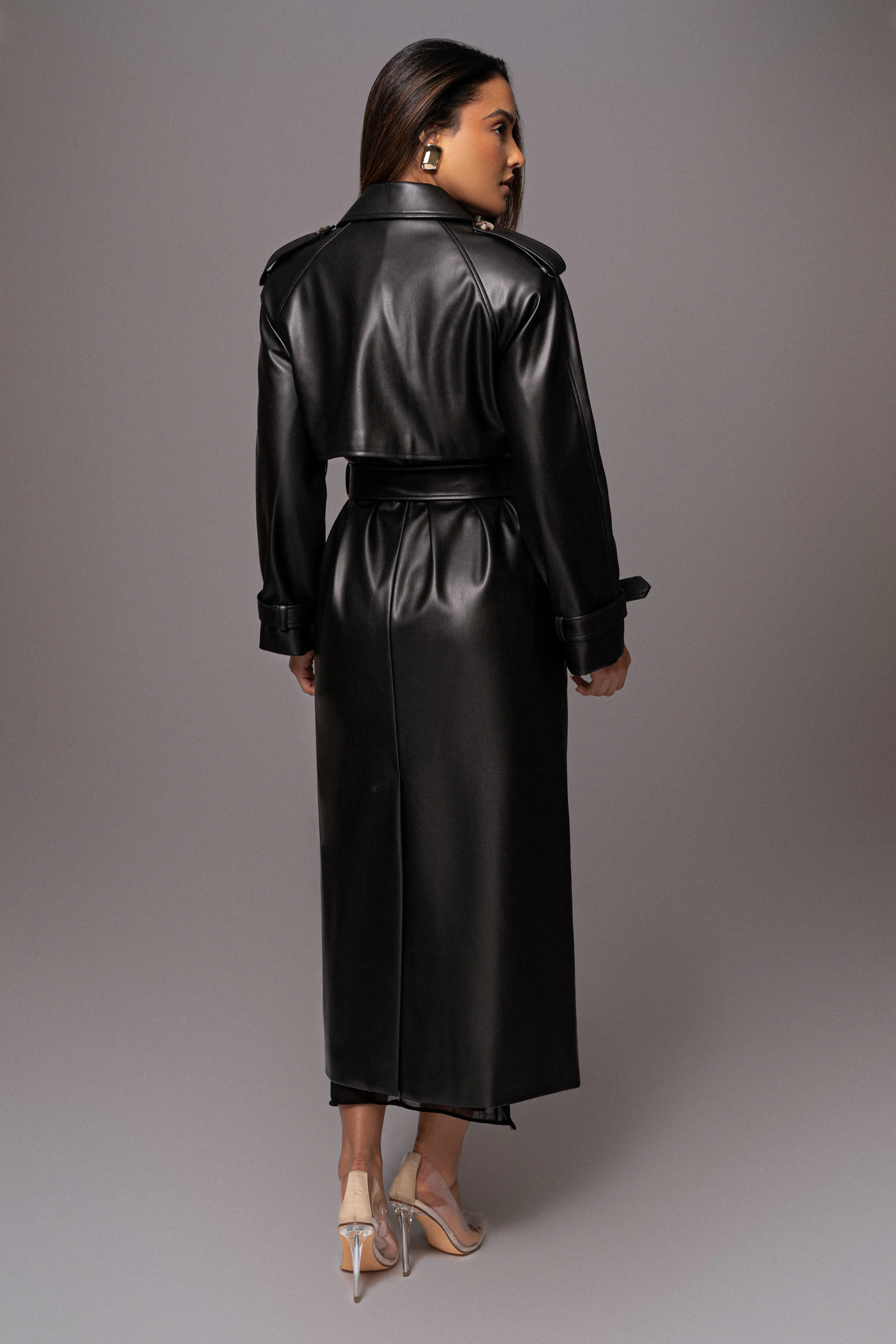 Black Odin Faux Leather Coat