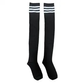 Black Striped Thigh High Compression Socks (Unique Sizing)