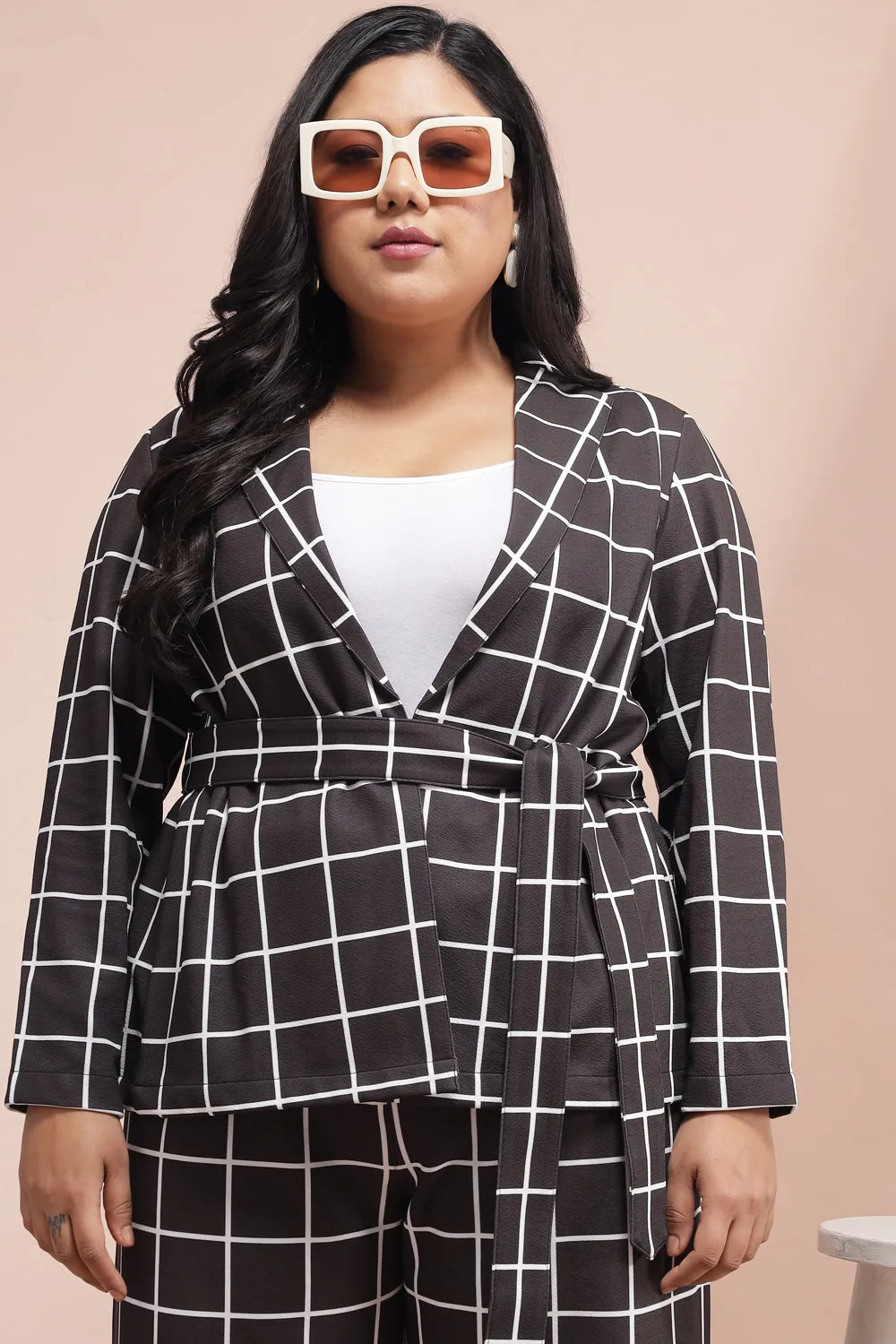 Black White Check Blazer