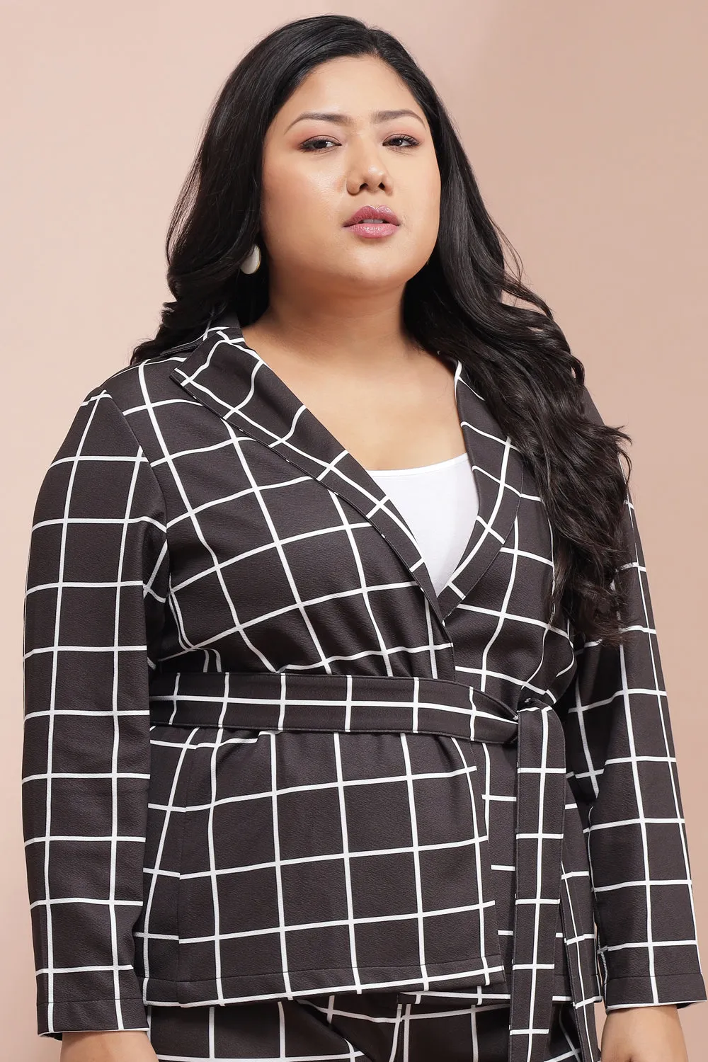 Black White Check Blazer