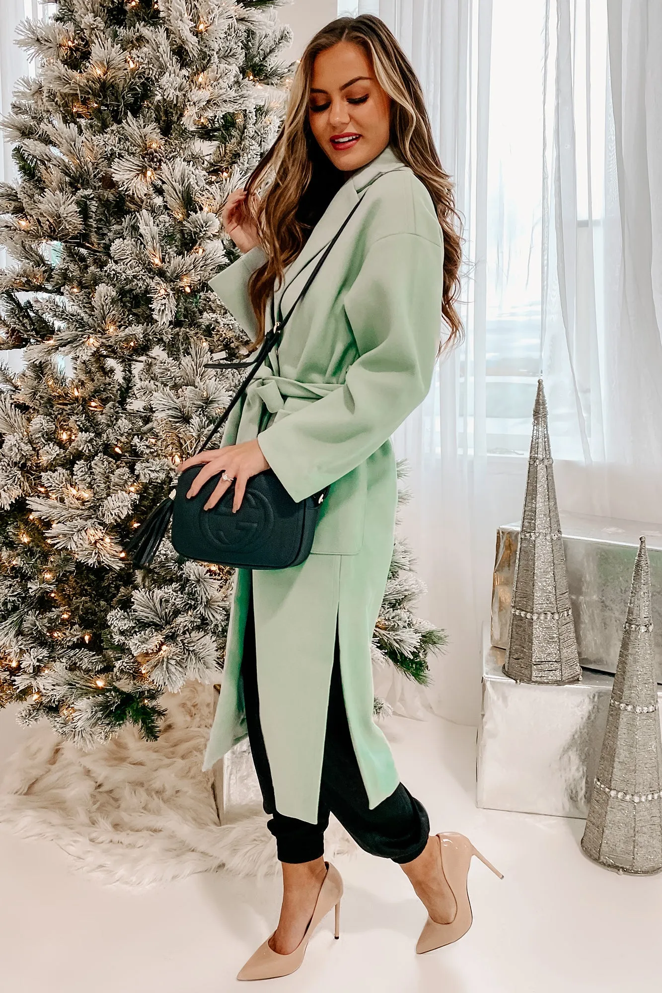 Braving The Cold Belted Trench Coat (Mint)