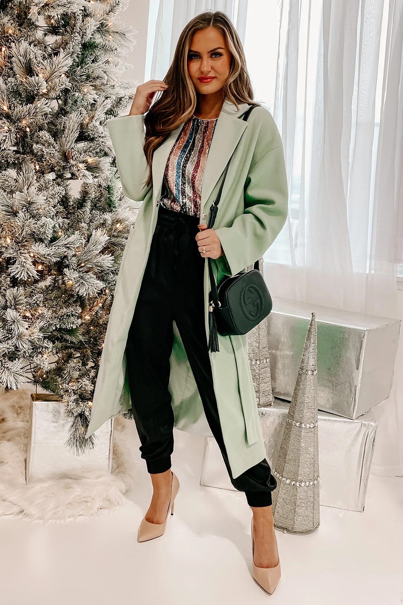 Braving The Cold Belted Trench Coat (Mint)