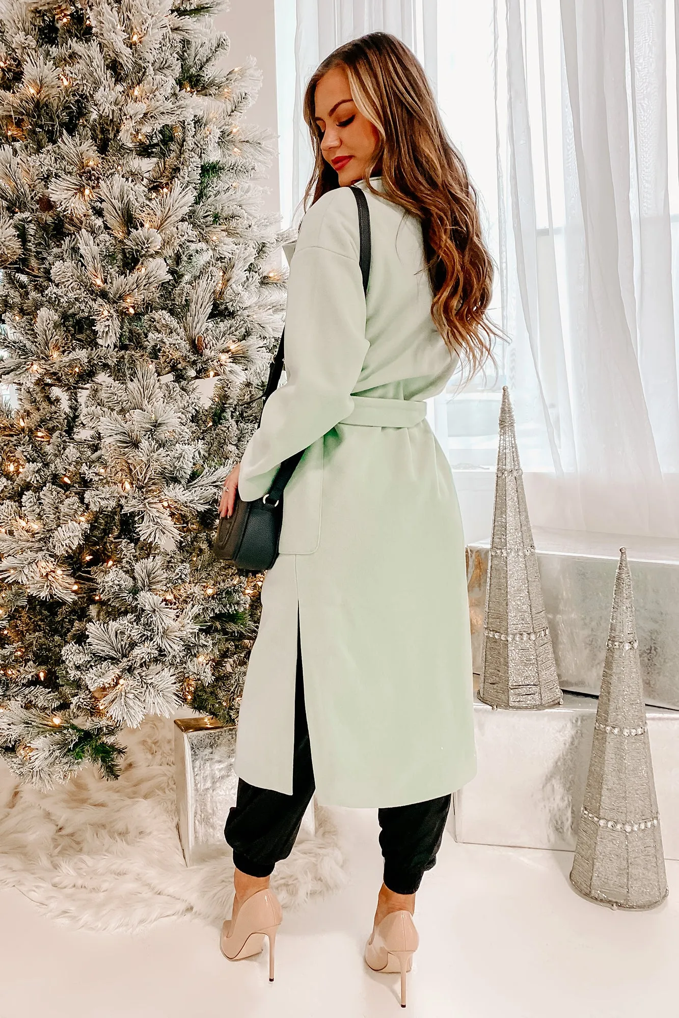 Braving The Cold Belted Trench Coat (Mint)