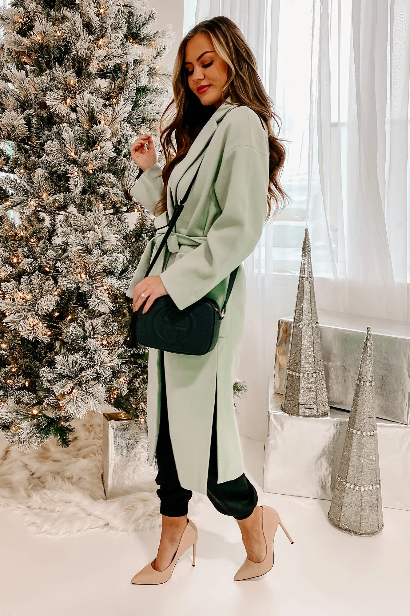 Braving The Cold Belted Trench Coat (Mint)