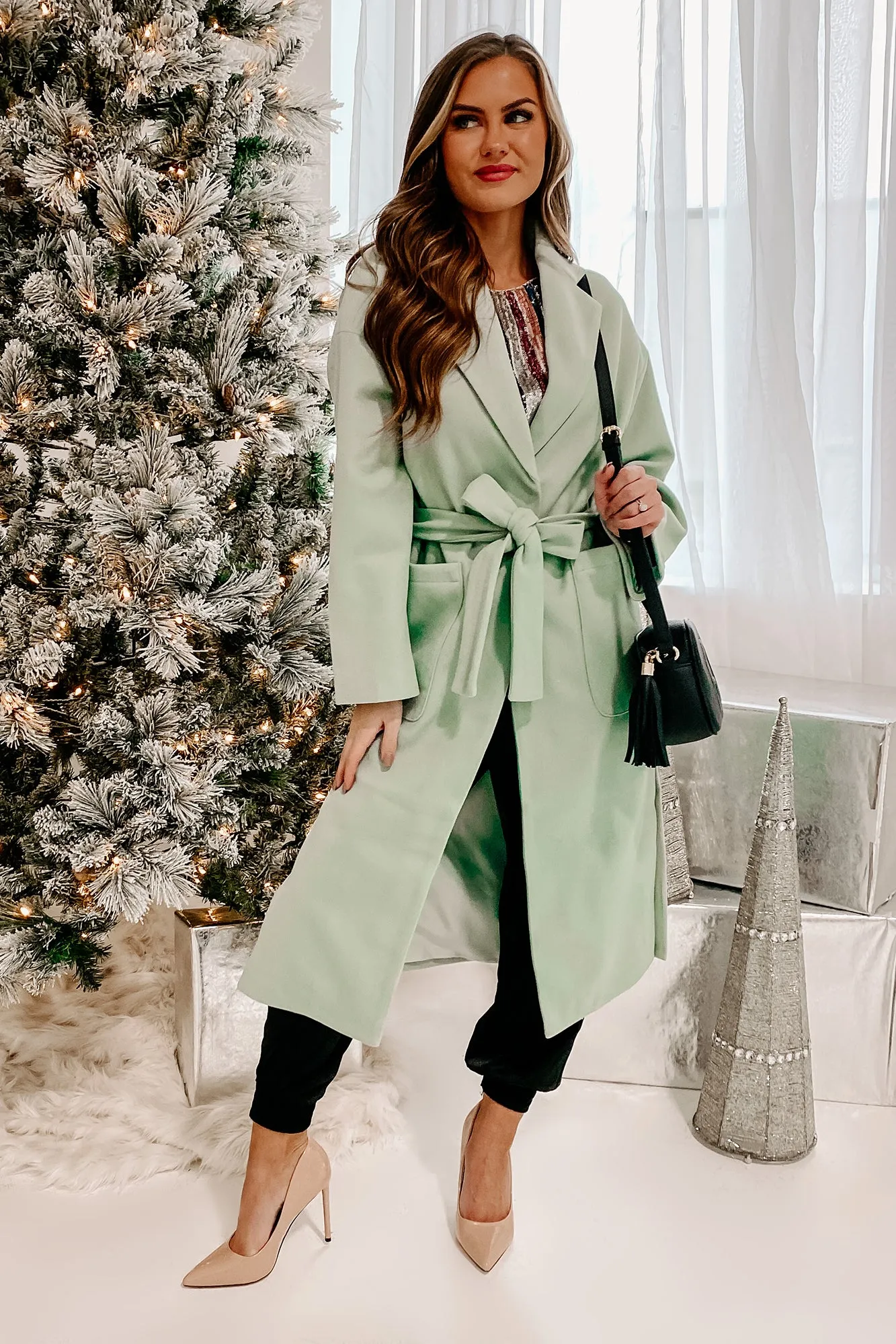 Braving The Cold Belted Trench Coat (Mint)