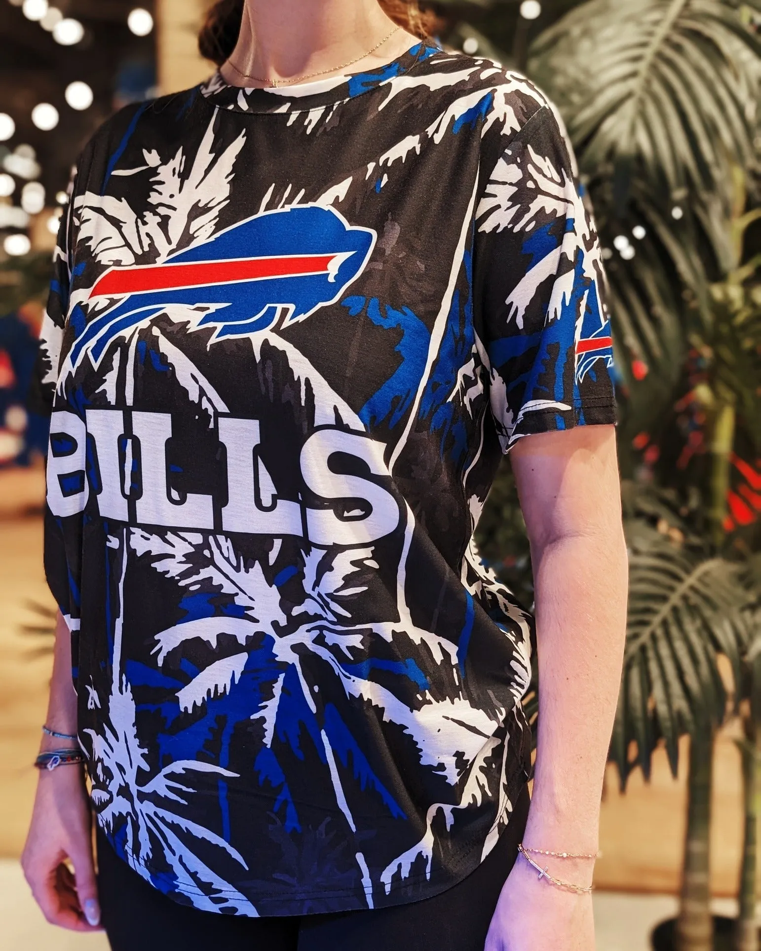 Buffalo Bills Floral Palm Rash Guard Short Sleeve Shirt