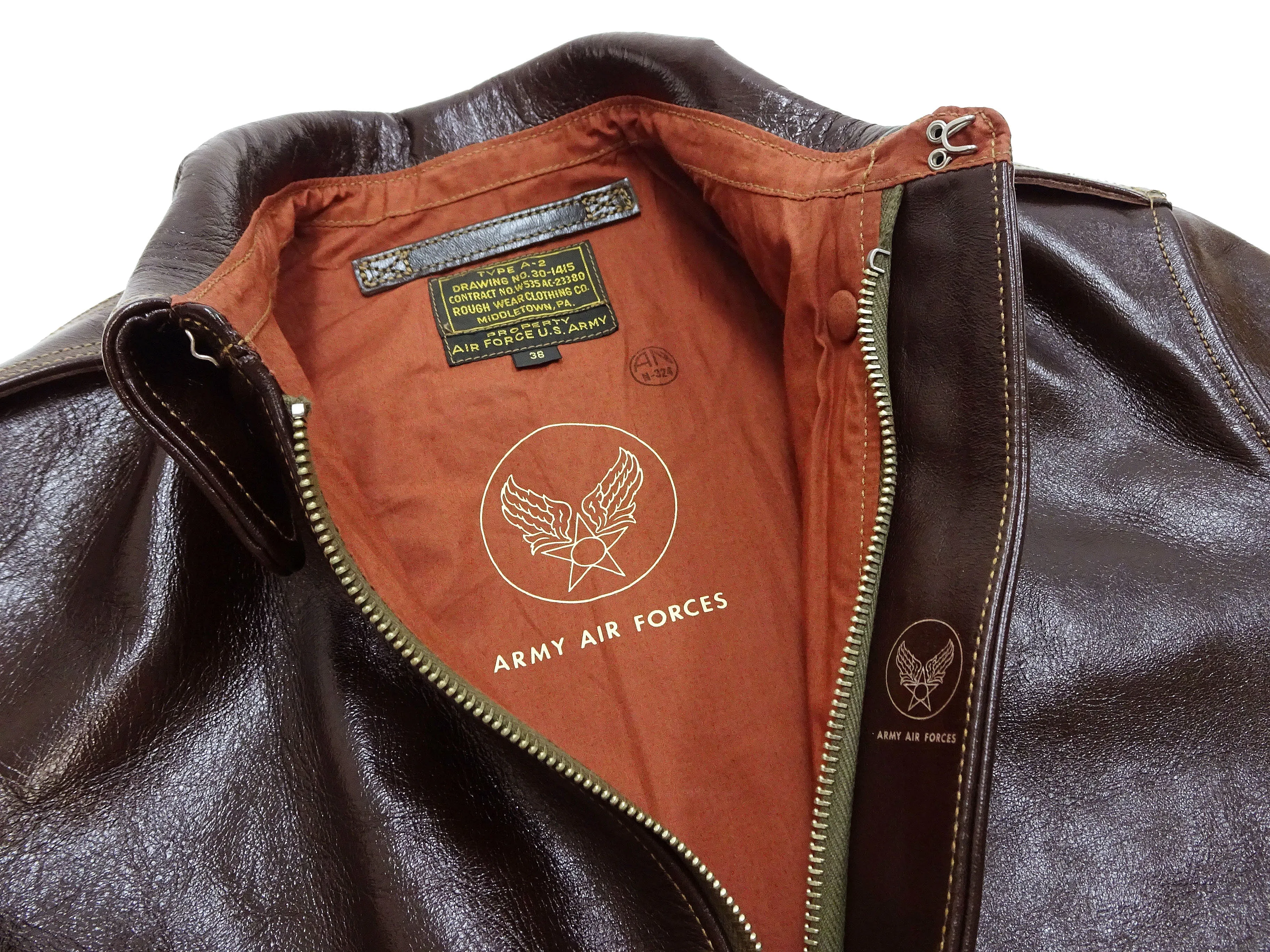 Buzz Rickson Jacket Men's A-2 Flight Jacket Plain A2 Aniline Leather Bomber Jacket BR80593 Seal Brown