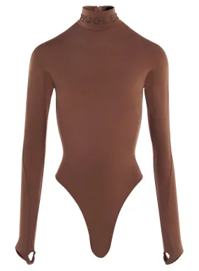 cinnamon high neck logo bodysuit