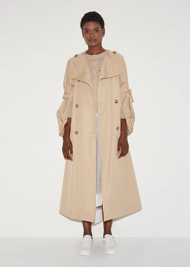 Collarless Tie Sleeve Coat