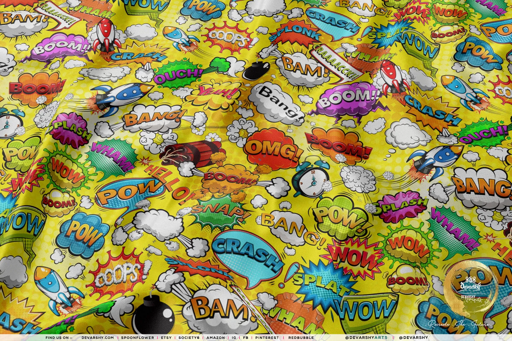 COMIC Apparel Fabric 3Meters , 9 Designs | 8 Fabrics Option | Cartoon Fabric By the Yard | 025