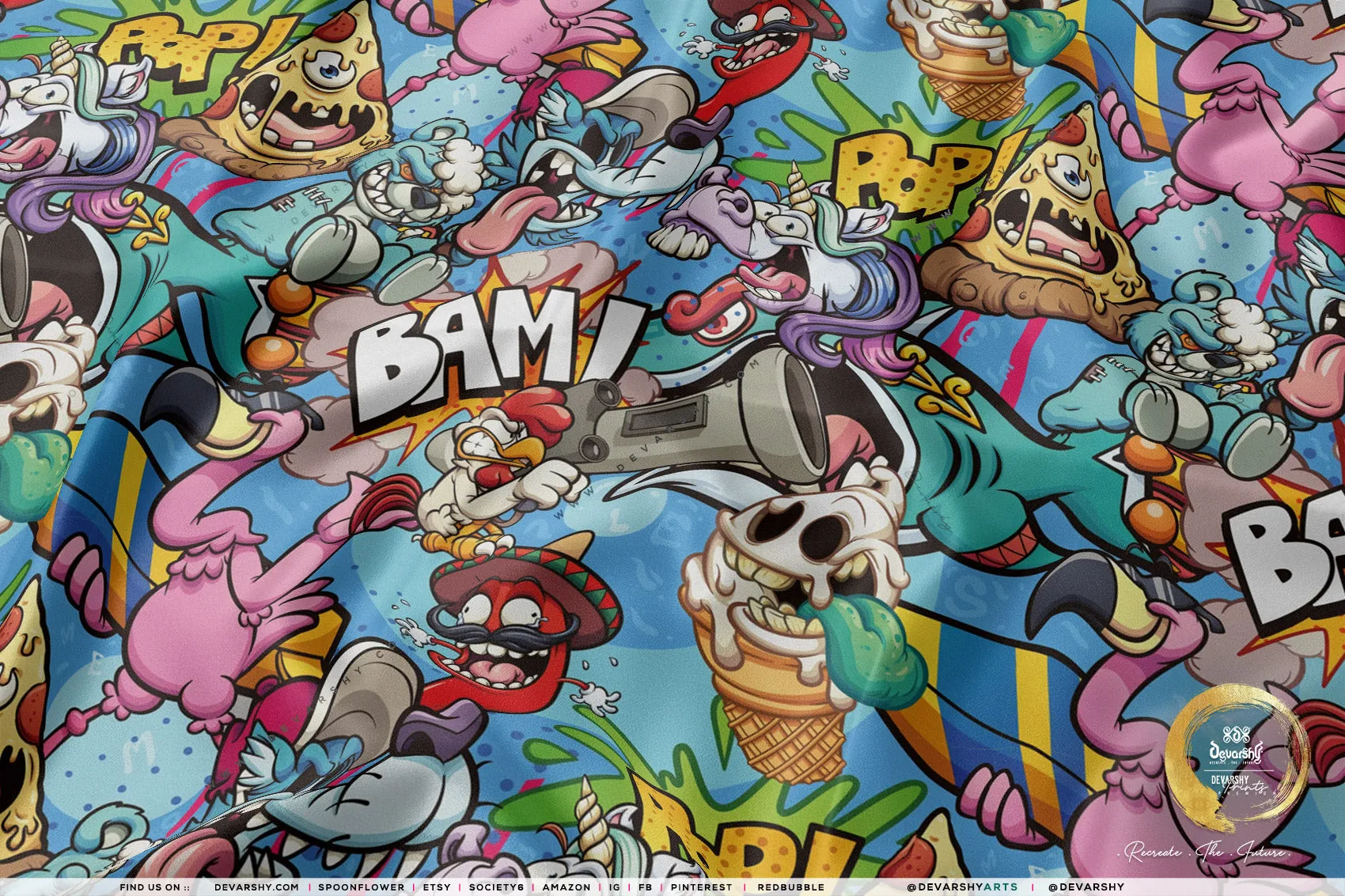 COMIC Apparel Fabric 3Meters , 9 Designs | 8 Fabrics Option | Cartoon Fabric By the Yard | 025