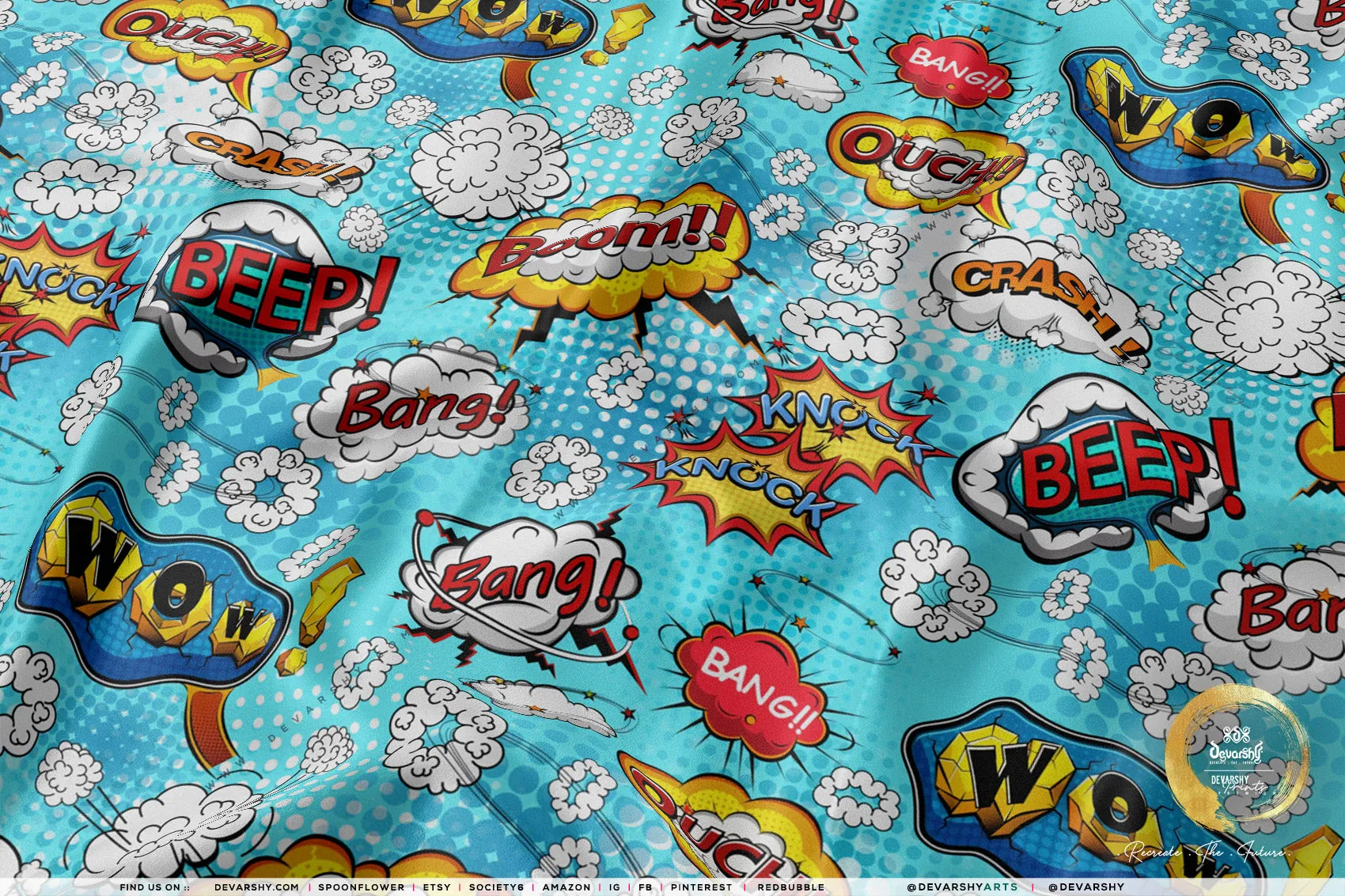 COMIC Apparel Fabric 3Meters , 9 Designs | 8 Fabrics Option | Cartoon Fabric By the Yard | 025