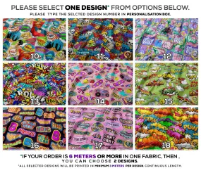 COMIC Strips Apparel Fabric 3Meters , 9 Designs | 8 Fabrics Option | Fabric By the Yard | 025