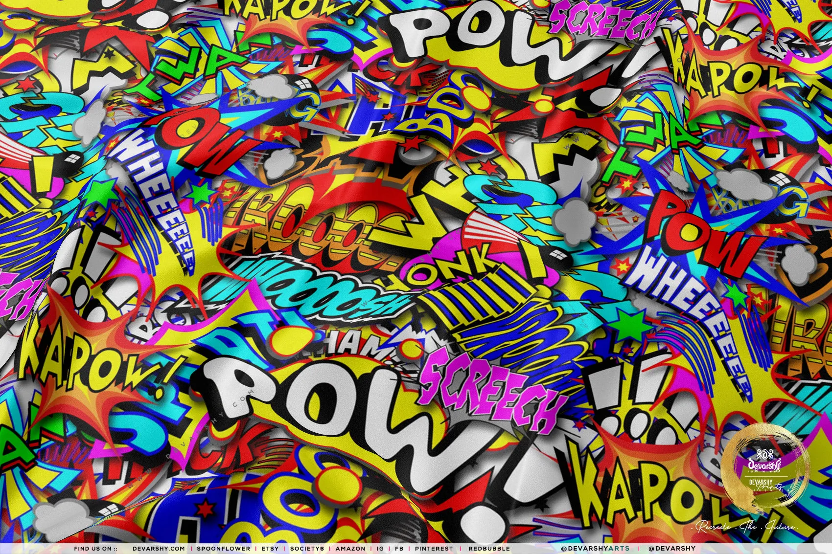 COMIC Strips Apparel Fabric 3Meters , 9 Designs | 8 Fabrics Option | Fabric By the Yard | 025