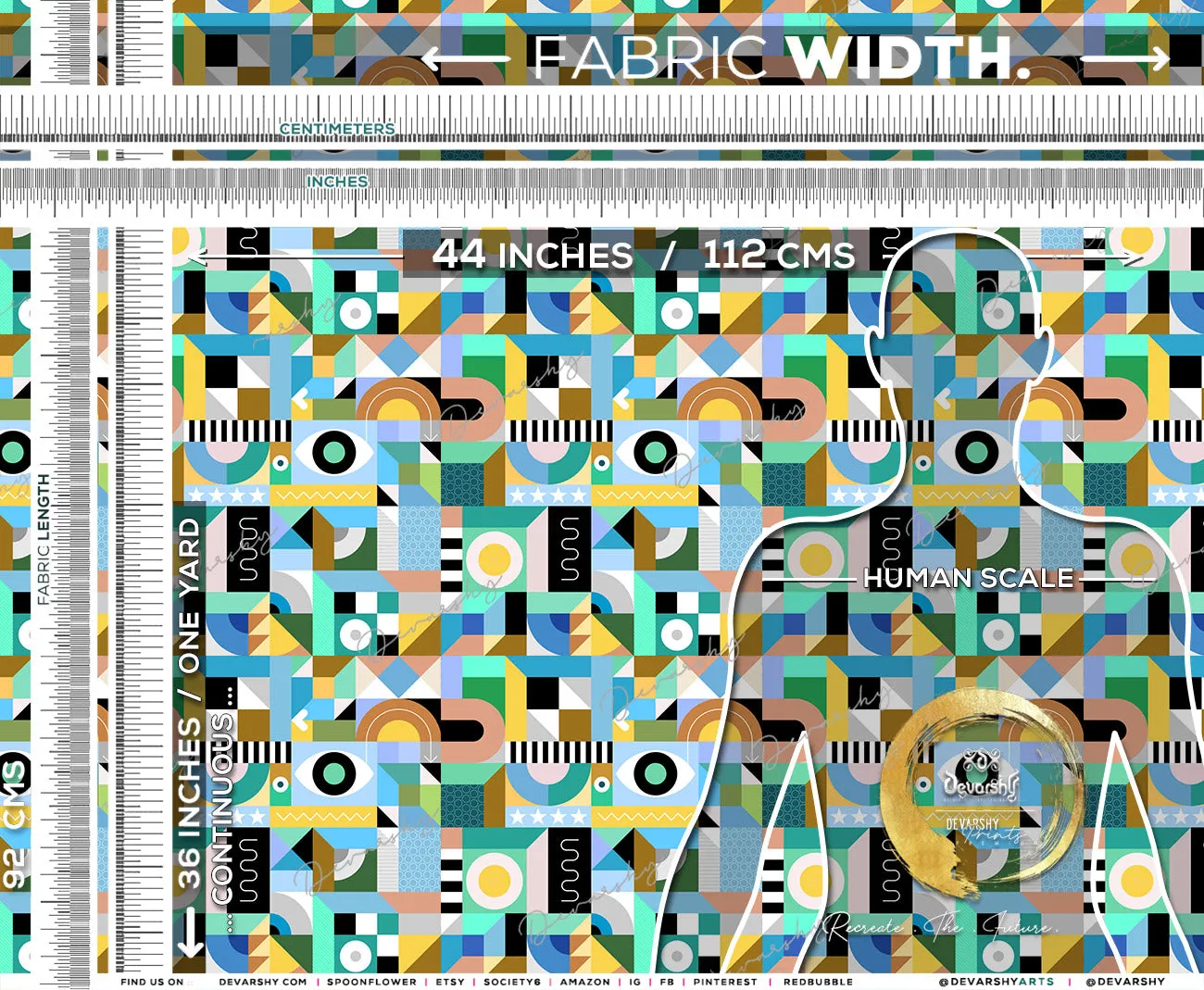 CUBISM Apparel Fabric 3Meters , 9 Designs | 8 Fabrics Option | Colorful Fabric By the Yard | 028