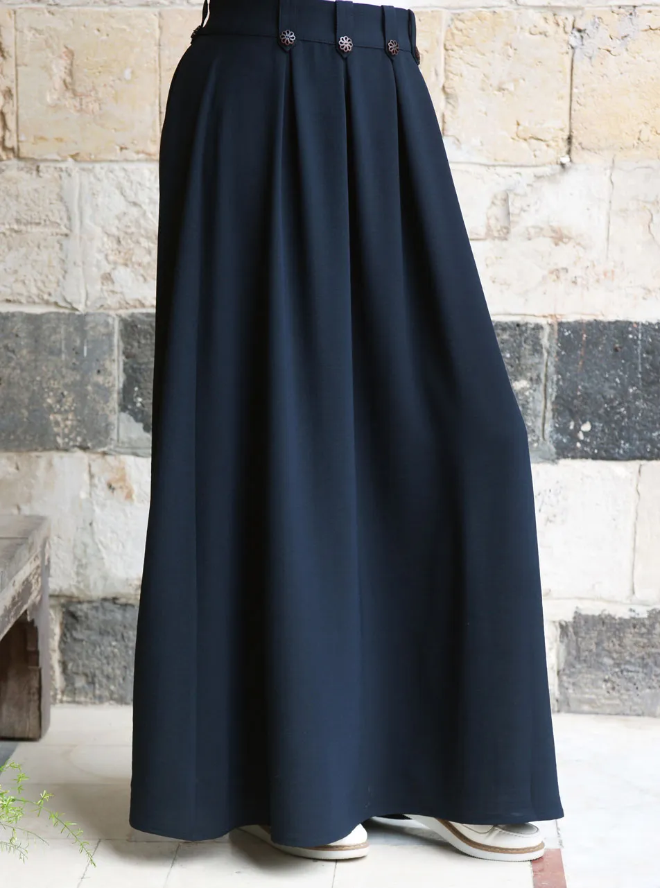 Decorative Button Maxi Skirt