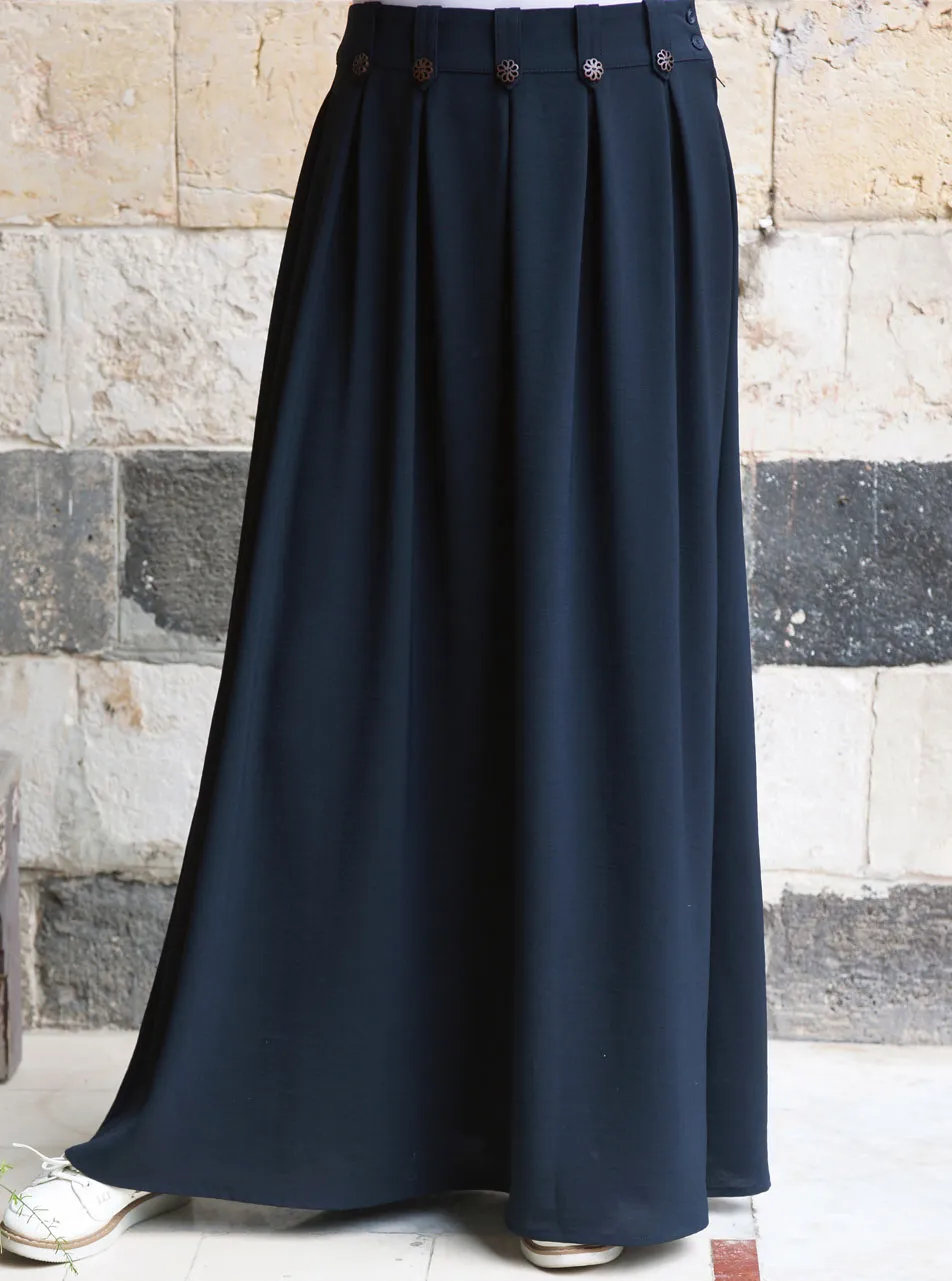 Decorative Button Maxi Skirt