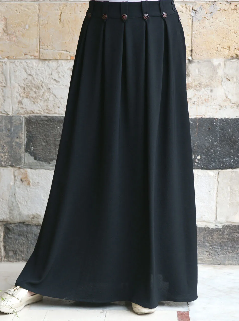 Decorative Button Maxi Skirt