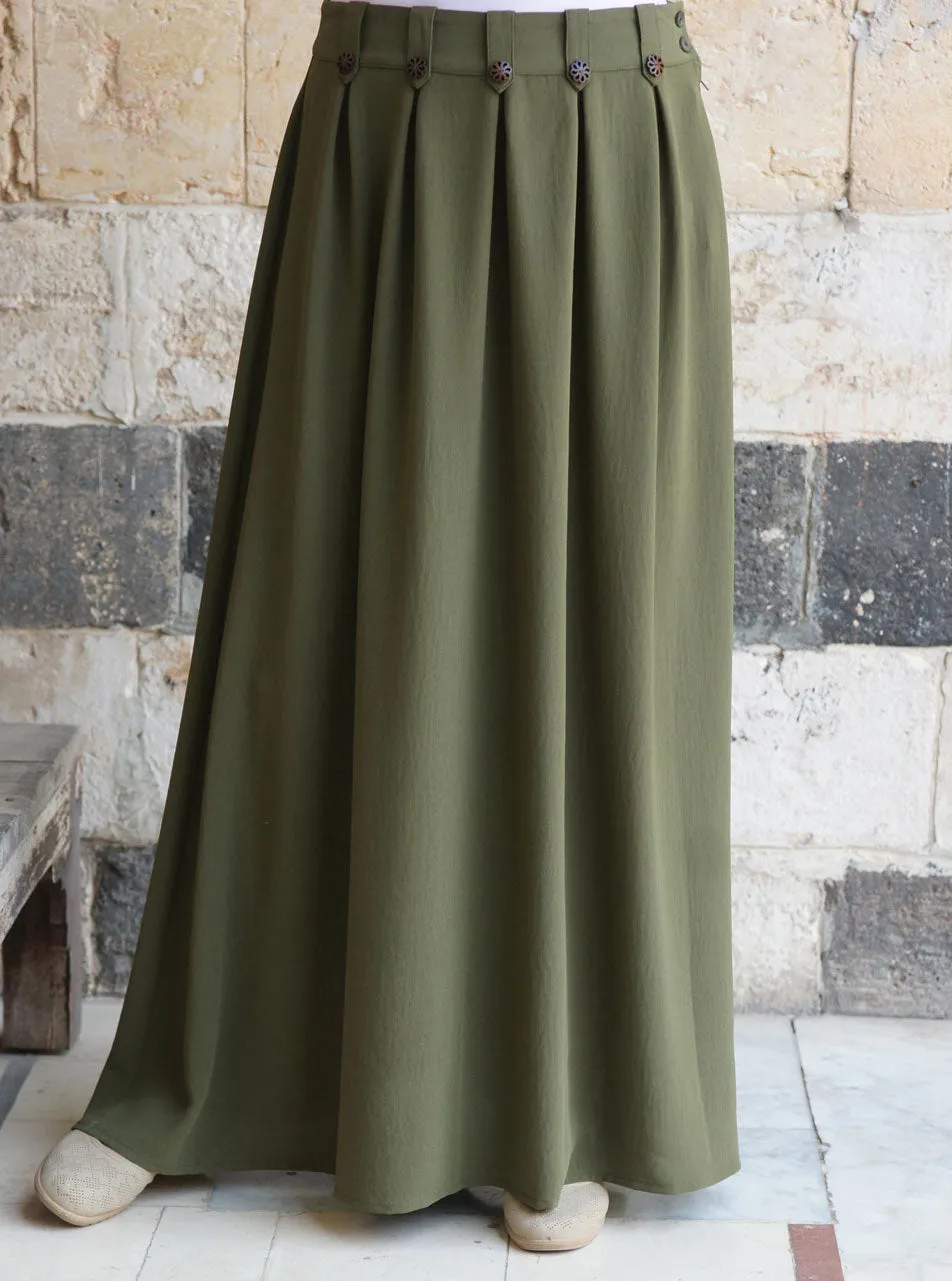 Decorative Button Maxi Skirt