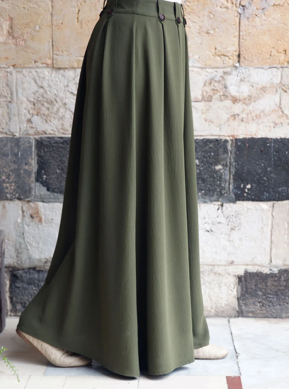 Decorative Button Maxi Skirt